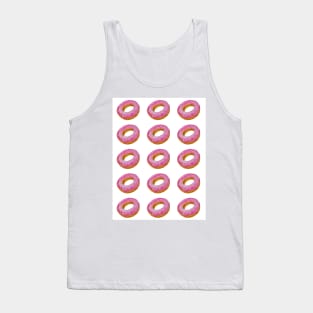 Watercolor donuts pattern - pink and white background Tank Top